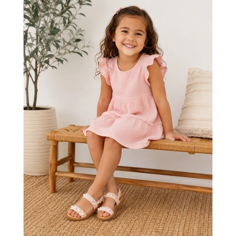 Little Girls Sandals by Cat & Jack Eve Pearl Blush Size 1 New With Tags‎